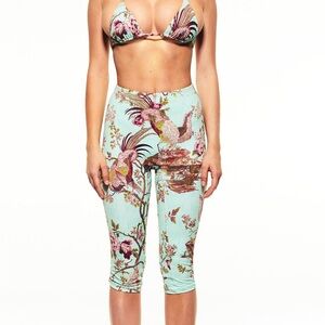 SKIMS Blue and Pink Tropical Floral Capris
